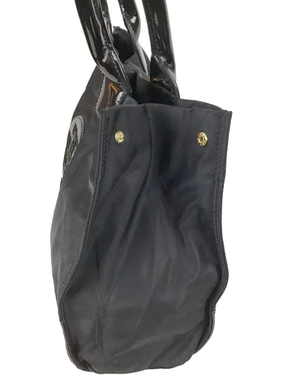 Tory Burch MINI ELLA Nylon/Patent Logo Tote Bag Black